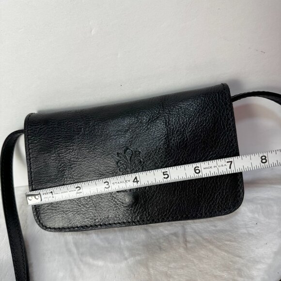 Vera Pelle Italian Black Leather Small Crossbody Purse Adjustable Strap Zipper - Picture 3 of 16